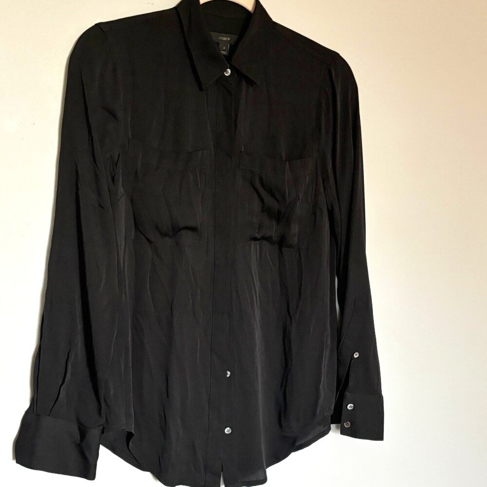 J. CREW I Black Silk Long Sleeve Blouse I size 2